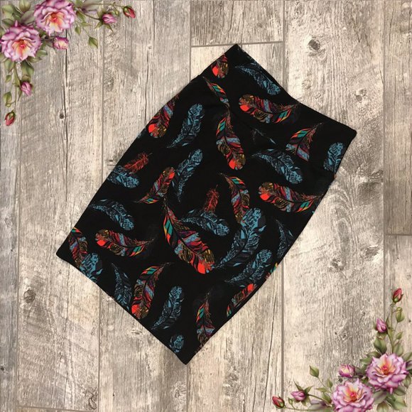 LuLaRoe feather print midi skirt - Picture 1 of 8